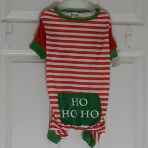 Pet Spirit Christmas Dog Apparel Pajamas Ho Ho Ho Stripes Red White Sz Med NWOT